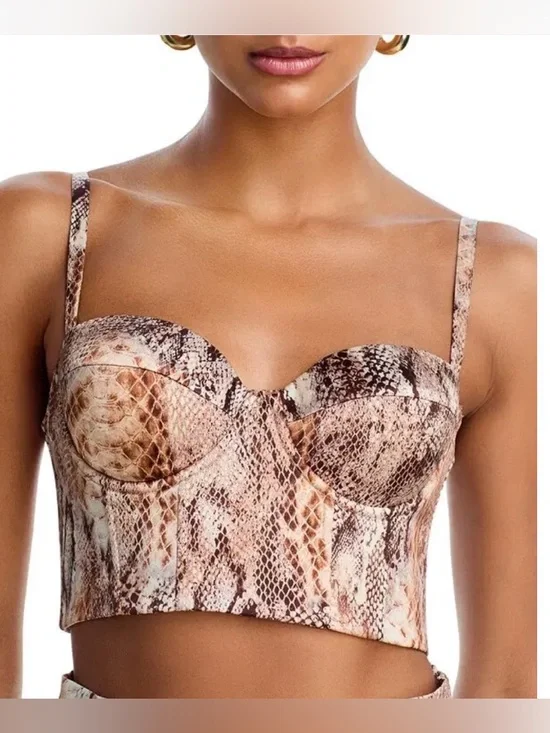 L'AGENCE Sonya Snake Print Silk Bralette. Skirt available for sale in Size 8. - Picture 5 of 15